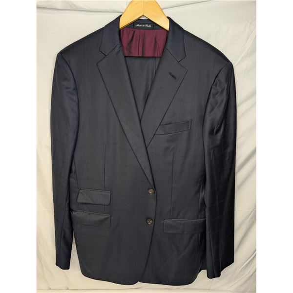 Navy check men's suit made in Italy