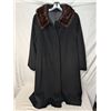 Image 1 : Fur collar black coat (wool?) Vintage with pockets
