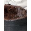Image 5 : Fur collar black coat (wool?) Vintage with pockets