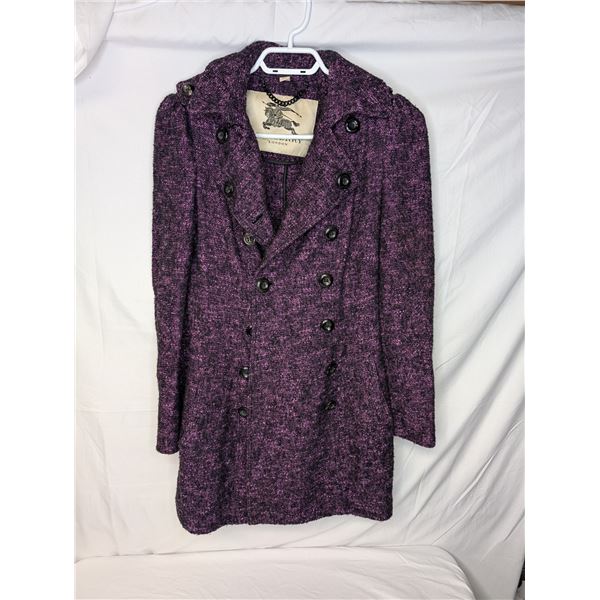 Burberry coat purple Tweed with black buttons