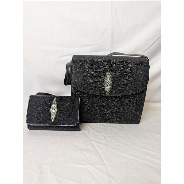 Goodsleather stingray skin crossbody bag and wallet