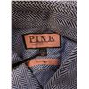 Image 6 : PINK Prestige men's long sleeve dress shirt blue and white Chevron pattern