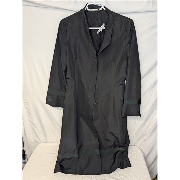 Carolina Herrera long black coat with buttons & ribbon detail