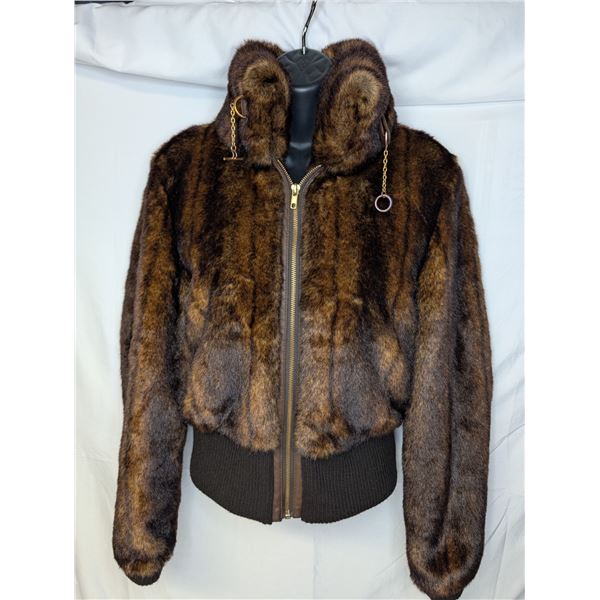 Via faux fur Brown bomber jacket