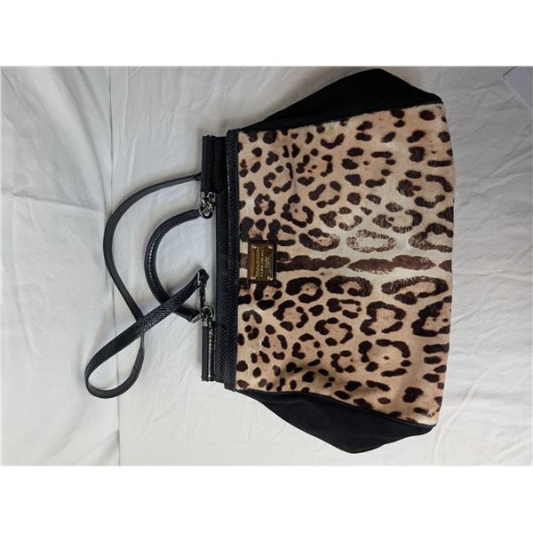 Dolce& Gabbana leopard print and suede shoulder bag