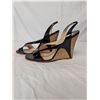 Image 2 : Christian Louboutin wedge open toe heels black patent and cork