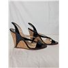 Image 4 : Christian Louboutin wedge open toe heels black patent and cork