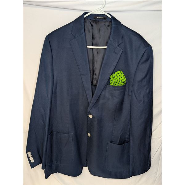 Ralph Lauren men's Navy Blazer with green pocket square