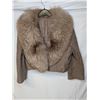 Image 1 : Couture Int'l Brown crop jacket with large fur collar