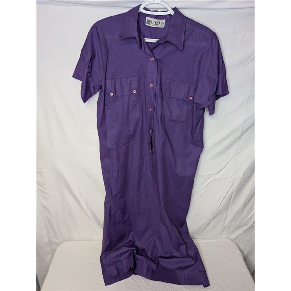 Lanvin purple short sleeve dress with pockets