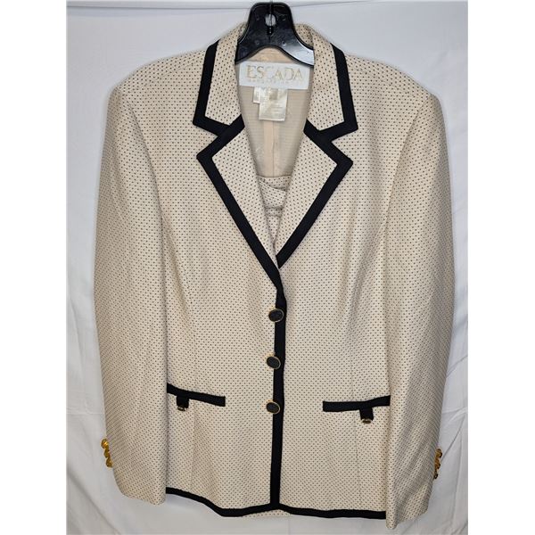 Escada skirt and jacket set Cream w/ black dots