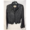 Image 1 : Burberry black textured leather jacket with brown buttons