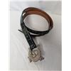 Image 1 : Barry Kieselstein-Cord Belt green alligator with Sterling Silver Buckle