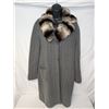 Image 1 : Loro Piani Long grey cashmere cardigan with chinchilla collar