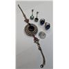 Image 1 : Coloured stone bracelet and earrings sterling silver
