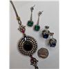 Image 2 : Coloured stone bracelet and earrings sterling silver