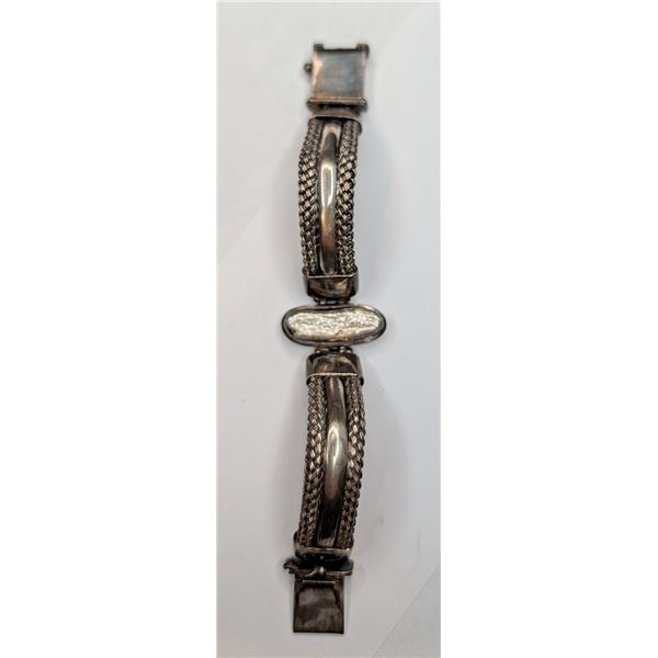 Sterling silver bracelet with possible Pearl inlay