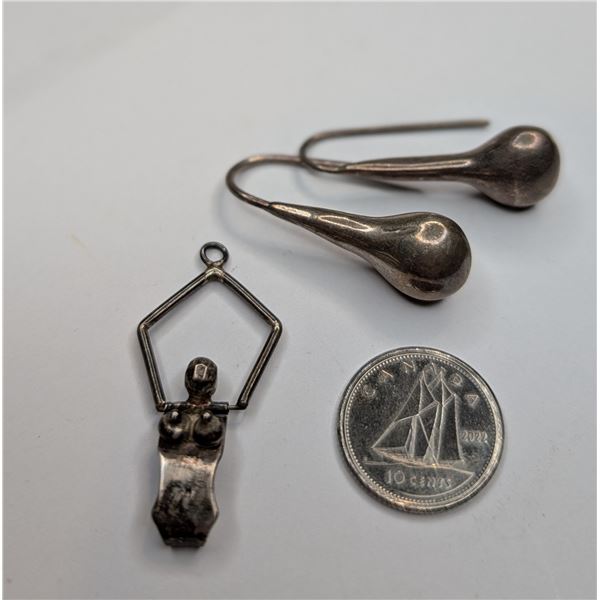 Naughty pendant and drop earrings - sterling silver