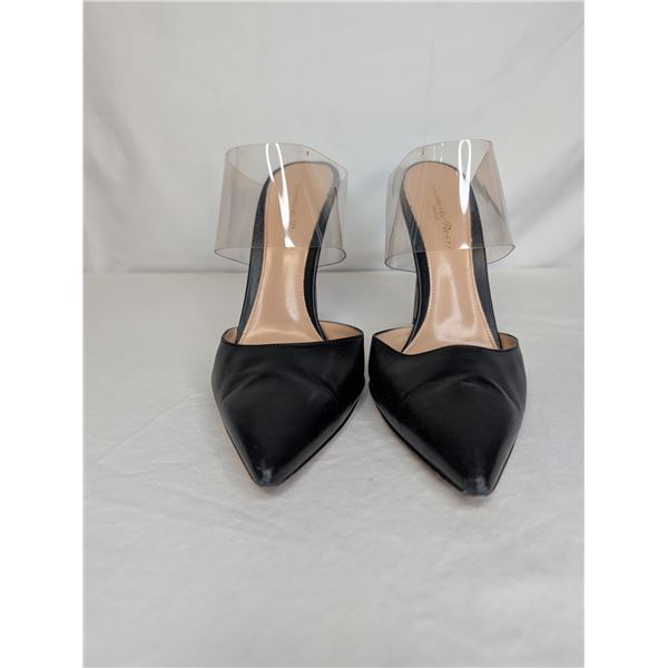 Gianvito Rossi Black leather clear strap heels