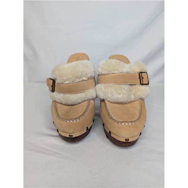 Ralph Lauren clogs cream suede
