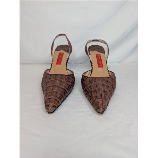 Alan Chan Brown crocodile slingback