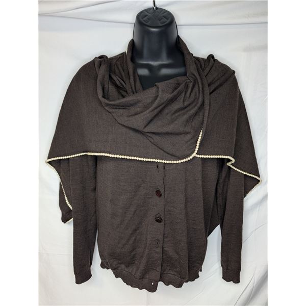 Jean-Paul Gaultier brown/black cardigan with pearl trim detail