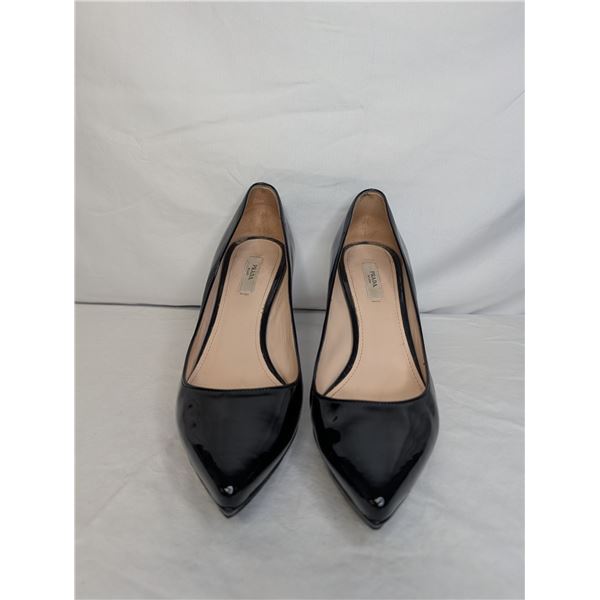 Prada black patent platform pumps
