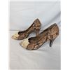 Image 3 : Veari Python snakeskin open toe heels