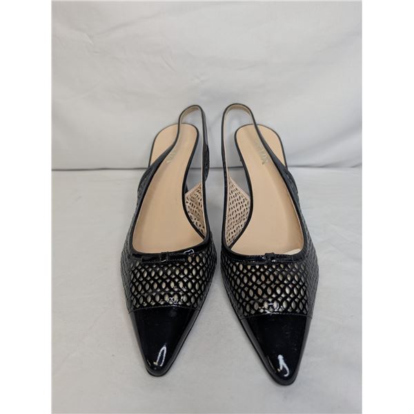 Prada new black patent slingbacks