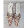 Image 2 : Christian Dior NEW logo fabric pink and cream low heel slides