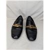 Image 2 : Louis Vuitton black leather loafers with gold logo chain with box and dust covers