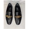 Image 3 : Louis Vuitton black leather loafers with gold logo chain with box and dust covers