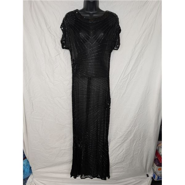 Beaded black sheer evening gown possibly vintage