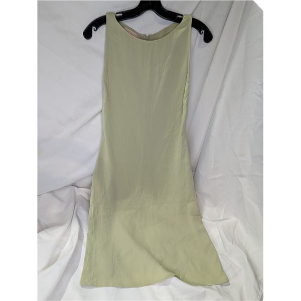 Valentino Sage Green Dress with Gold 'V' detail under arm