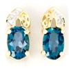 1.34Ct London Blue Topaz & Diamond 9K Gold Earrings (JEW-9130X)