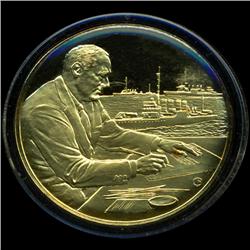 .75oz Franklin Mint PR70 DCAM 24k plated Sterling Silver Round History of the American Presidency F.
