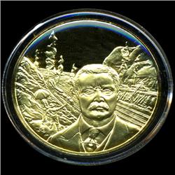 .75oz Franklin Mint PR70 DCAM 24k plated Sterling Silver Round History of the American Presidency T.