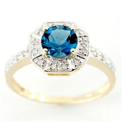 1.07Ct London Blue Topaz & 22 Diamond 9K Gold Ring (JEW-9177X)