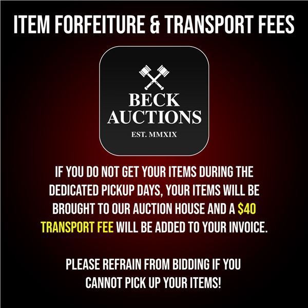 Item Forfeiture & Transport, Shipping, Delivery Fees & Conditions