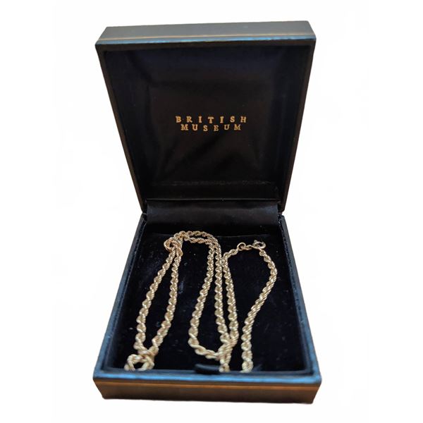 British Museum stamped 9K Gold Rope Chain Necklace with Box