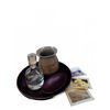 Image 1 : Lot: Studio Pottery Vase, Glass Decanter, Ceramic Plate, Art Cards