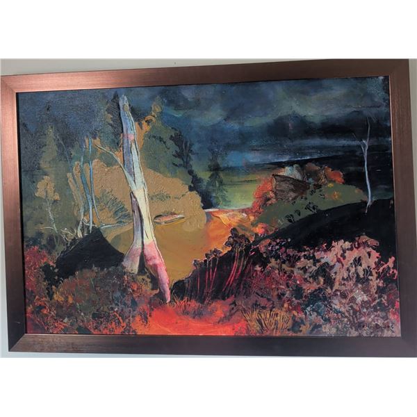 Helen Davis Signed Framed Landscape Oil Painting on Canvas