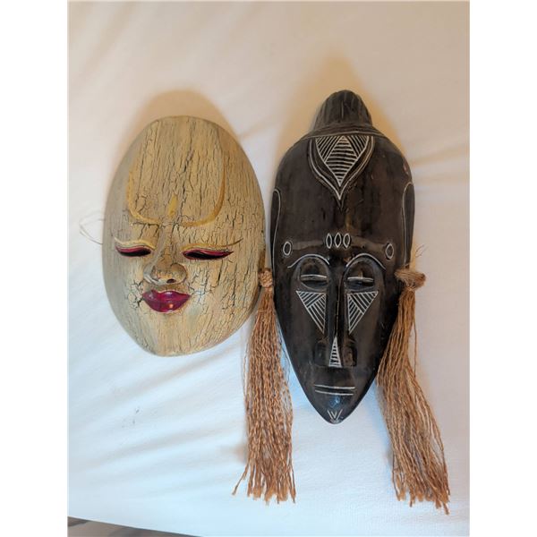 Painted Indonesian Wood Decorative Masks