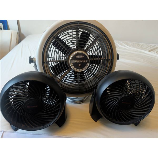 Seabreeze Turbo-Aire Floor Fan and Two Honeywell Personal Fans