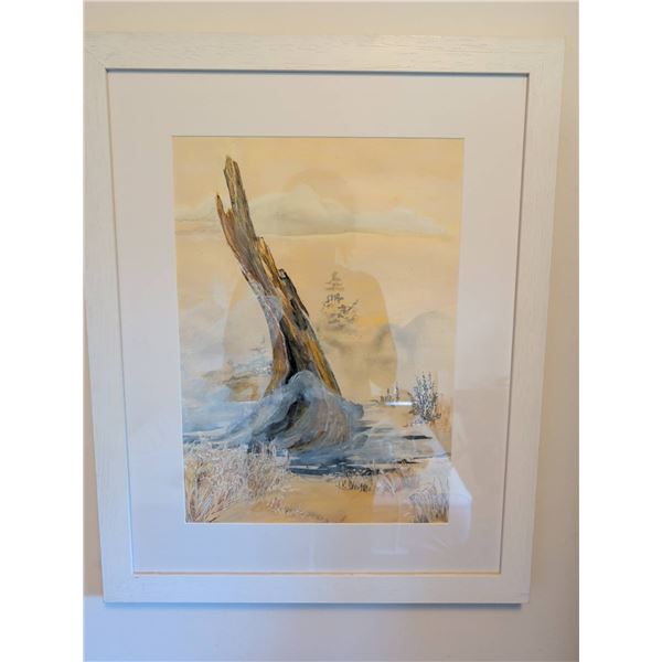 Framed Original Landscape Painting on Paper