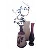 Image 1 : Three-Piece Decorative Vase and Bottle Group, Ruby and Pink Glass