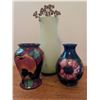 Image 2 : Three Decorative Vases: Moorcroft, Royal Stanley, and Frosted Glass