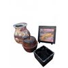 Image 1 : Art and Decor Lot: Vase, Apple Candle, Kenzan, Small Artwork