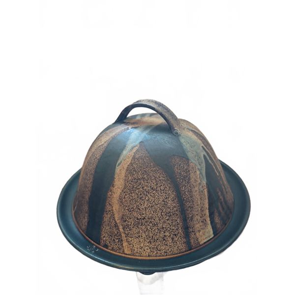 Stoneware Art Pottery Dessert Dome and Tray Set