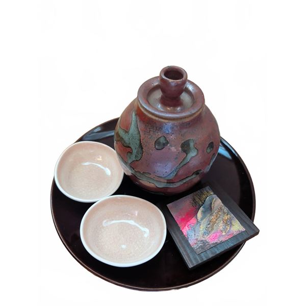 Ceramic Sake Set With Studio Pottery Bottle